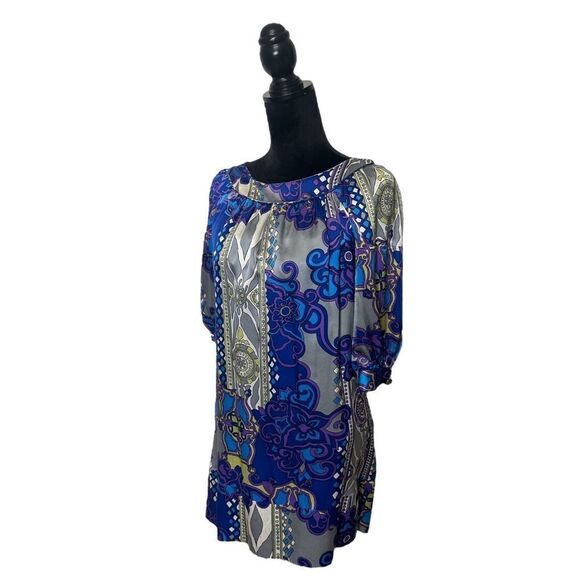 Alice & Trixie Retro Style Abstract Print Silk Shift Dress Size XS - Picture 8 of 13